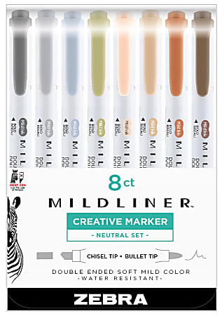 Zebra Mildliner Highlighter Assorted Broad Chisel 4 mm Non Refillable Pack  of 5