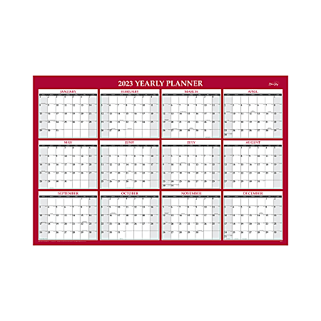 Blue Sky™ Monthly Calendar, 48" x 32", Classic Red, January To December 2023, 100034