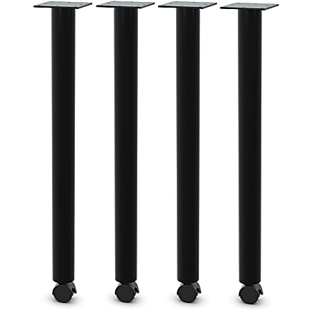 Lorell Relevance Tabletop Post Legs - 1" x 2"27.8" , 2" Caster - Material: Steel - Finish: Black