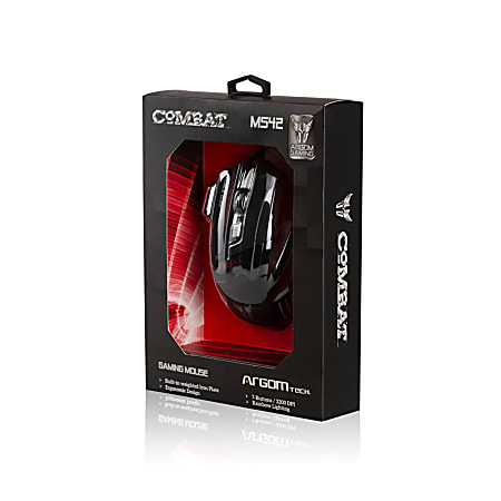 Argom Tech Combat Gaming Wired USB Mouse, Full Size, Black, A00439