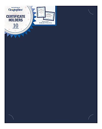 Geographics Recycled Certificate Holder - Navy - 30% Recycled - 10 / Pack Geographics Recycled Certificate Holder - Navy - 30% Recycled - 10 / Pack