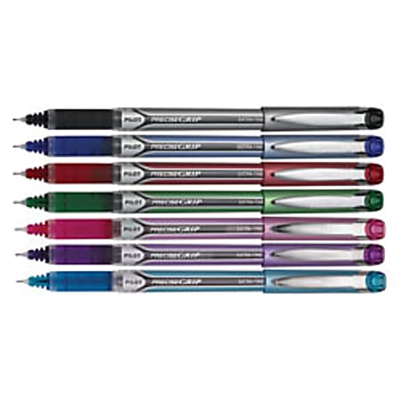 Pilot® Precise Grip™ Liquid Ink Rollerball Pens, Needle Point, 0.5 mm, Assorted Metallic Barrels, Assorted Ink Colors, Pack Of 7 Pens