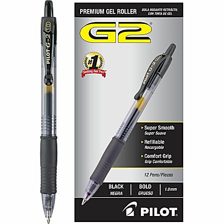 Pilot G 2 Retractable Gel Pens Bold Point 1.0 mm Clear Barrels Black Ink  Pack Of 4 - Office Depot