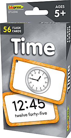 Teacher Created Resources Flash Cards, Time, 3-1/8", 5-1/8", Total Qty 56
