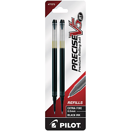 Pilot® Precise™ Liquid Ink Retractable Rollerball Refills, V5, 0.5 mm, Extra-Fine Point, Black, Pack Of 2