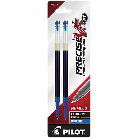 Pilot® Precise™ Liquid Ink Retractable Rollerball Refills, V5, 0.5 mm, Extra-Fine Point, Blue, Pack Of 2