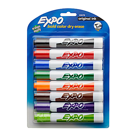 EXPO® Dry-Erase Whiteboard Markers, Chisel Tip, Assorted Colors, Pack Of 8