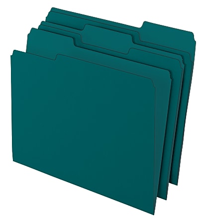 Office Depot® Brand Color File Folders, 8 1/2" x 11", Letter Size, Teal, Pack Of 3