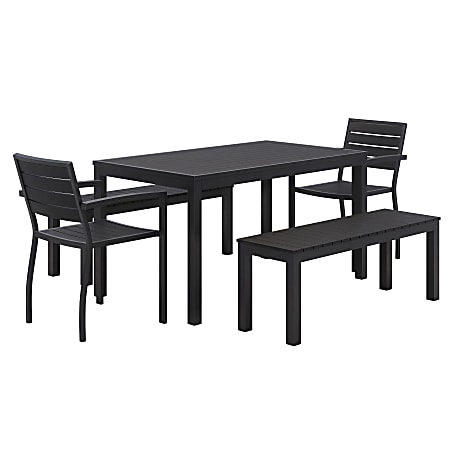 KFI Studios Eveleen 5-Piece Outdoor Patio Set, 45-4/8”H x 36”W x 36”D, Black