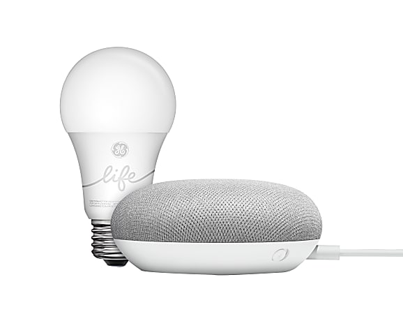 Google™ Home Mini Speaker & GE Smartbulb Bundle, Chalk