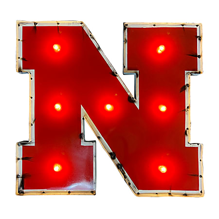 Imperial NCAA Logo Lighted Metal Sign, University of Nebraska