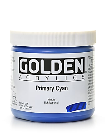 Golden Heavy Body Acrylic Paint, 16 Oz, Primary Cyan