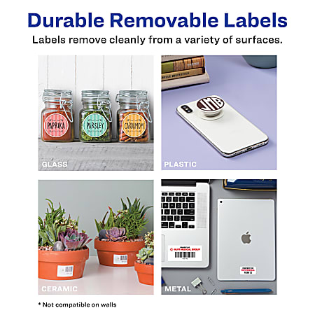 Avery Durable Removable Labels With Sure Feed 94238 DRF25 Rectangle 2 x ...