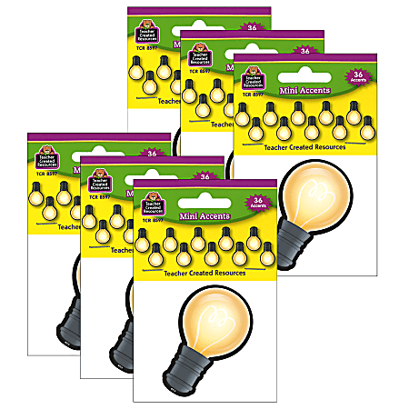 Teacher Created Resources Mini Accents, White Light Bulbs, 36 Pieces Per Pack, Set Of 6 Packs