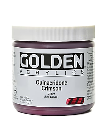 Golden Heavy Body Acrylic Paint, 16 Oz, Quinacridone Crimson