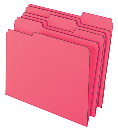 Office Depot® Brand Color File Folders, 8 1/2" x 11", Letter Size, Pink, Pack Of 3 Folders