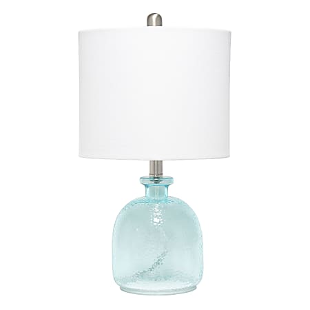 Lalia Home Hammered Glass Jar Table Lamp, 20"H, White Shade/Clear Blue Base