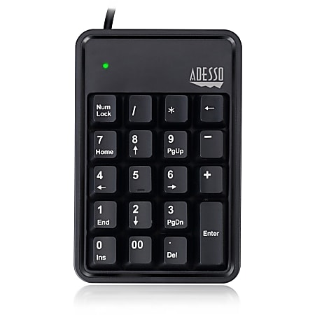 Adesso® AKB-600HB USB Mechanical Keypad With 3-Port USB Hub, Black