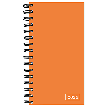 2024 TF Publishing Small Weekly Monthly Planner, 6-1/2” x 3-1/2”, Citrus Orange, January To December