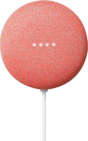 Google Nest Mini GA01141-US Bluetooth Smart Speaker - Google Assistant Supported - Coral Red - Wall Mountable - Wireless LAN