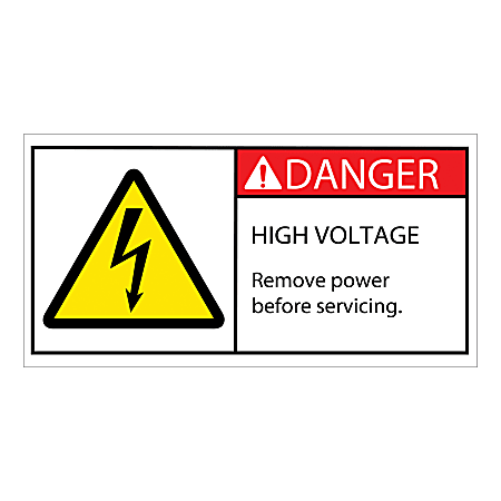 Tape Logic Durable Rectangle Safety Labels, DSL514, 2" x 4", Danger High Voltage, Roll Of 25 Labels