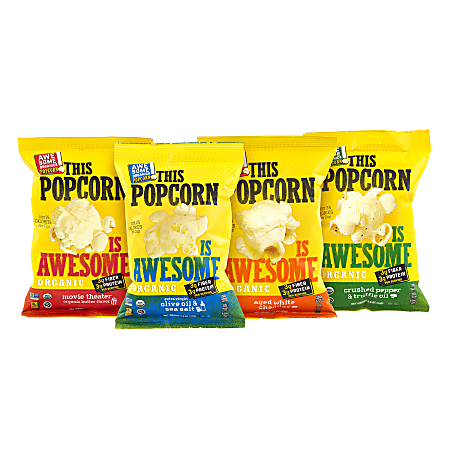 Awesome Organics This Popcorn Is Awesome Variety Pack, 1 Oz, Box Of 24 Bags