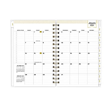 Day Designer 2024 Planner 8x10 Daily/Monthly Frosted Cover Rugby Stripe Black