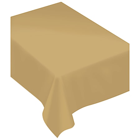 Amscan Rectangular Fabric Table Covers, 60" x 80", Gold, Pack Of 2 Table Covers