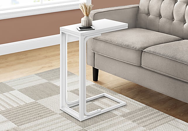 Monarch Specialties Muller C-Shaped Accent Table, 24-3/4"H x 16"W x 9"D, White