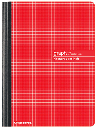 Office Depot® Brand Composition Book, 7-1/2" x 9-3/4", Quadrille Ruled, 80 Sheets, Red