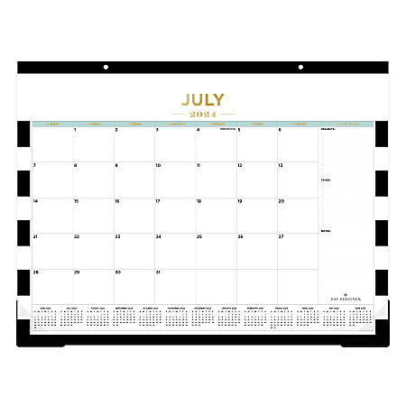 2024-2025 Day Designer Planning Monthly Desk Pad Calendar, 22” x 17”, Rugby Stripe Black, July 2024 To June 2025, 138443-A25