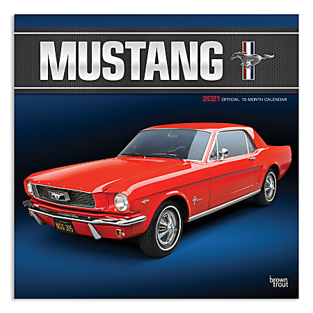 Brown Trout Auto Monthly Wall Calendar, 12" x 12", Mustang, January To December 2021