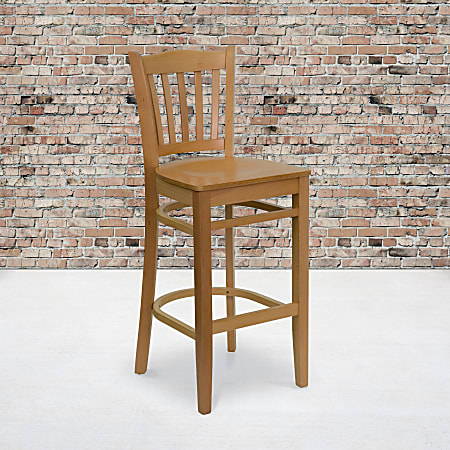 Flash Furniture Wooden Restaurant Barstool With Vertical Slat Back, Natural