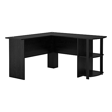 Ameriwood™ Home Dakota 54"W L-Shaped Corner Desk With Bookshelves, Black Ebony Ash