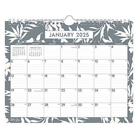 2025 Blue Sky Monthly Wall Calendar, 11" x 8-3/4", Ellery, January To December, 148942