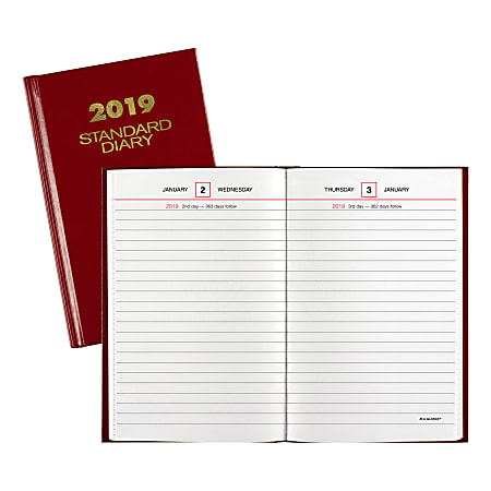 AT-A-GLANCE® 12-Month Daily Reminder Standard/Business Diary, 6-15/16" x 4-7/16", Red, January To December, AAGSD38513