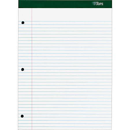 TOPS Double Docket Rigid Back Legal Pads - 100 Sheets - Stapled/Glued - Ruled - 16 lb Basis Weight - 8 1/2"x11 3/4" - 63384