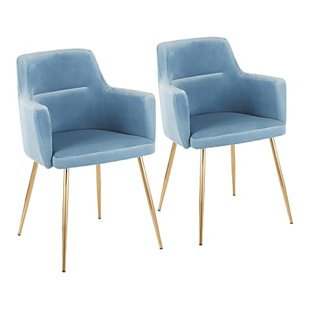 LumiSource Andrew Dining Chairs, Gold/Light Blue, Set Of 2 Chairs