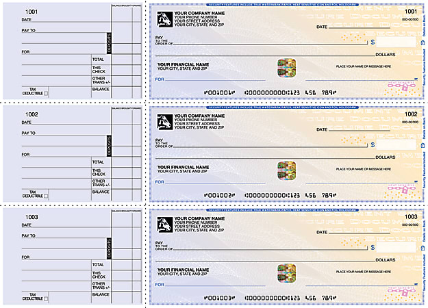 Custom 3-To-A-Page Checks, High Security General Purpose, Box Of 300