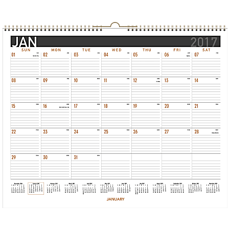 AT-A-GLANCE® Contemporary Wall Calendar, 14 7/8" x 11 7/8", Copper/Black, January to December 2017