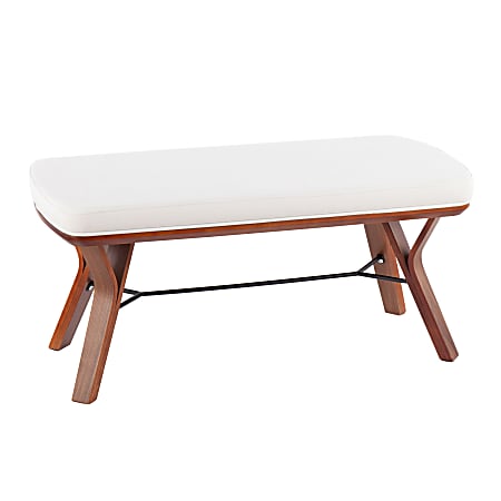 Lumisource Folia Mid-Century Modern Bench, Walnut/Cream