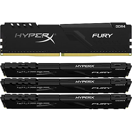 HyperX Fury 32GB DDR4 SDRAM Memory Module - 32 GB (4 x 8GB) - DDR4-2666/PC4-21300 DDR4 SDRAM - 2666 MHz - CL16 - 1.20 V - Non-ECC - Unbuffered - 288-pin - DIMM - Lifetime Warranty