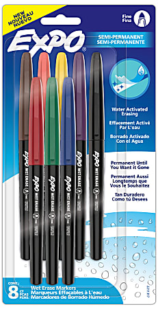 Expo Wet-Erase Markers - Fine Marker Point - Erasable - Assorted Ink - 8 Pack