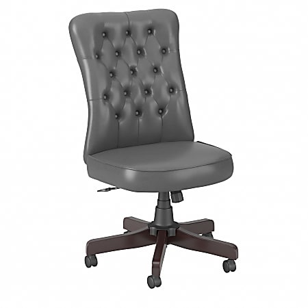 Bush® Business Furniture Arden Lane High-Back Tufted Office Chair, Dark Gray Leather, Standard Delivery