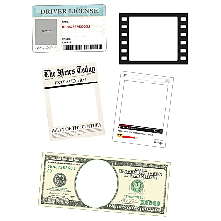 Amscan Fun Frames Photo Booth Props, 14-1/2" x 17", Pack Of 5 Props