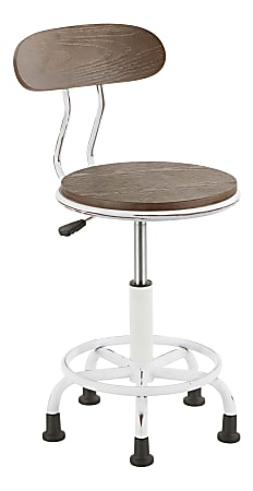 Lumisource Dakota Task Chair, Vintage White Metal/Espresso