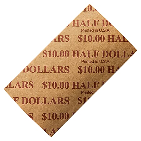 PM™ Company Coin Wraps, Half Dollars, $10/Wrap, Buff, Pack Of 1,000