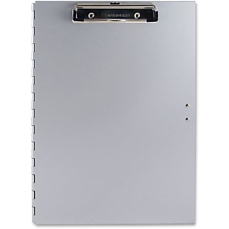 Saunders Tuff Writer iPad Storage Clipboard - 0.50" Clip Capacity - iPad, Pencil, Pen, Stylus, Paper, Tablet, Utensil - Side Opening - 8 1/2" x 12" - Low-profile - Aluminum - Silver - 1 Each