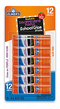 Elmers Disappearing Glue Sticks 0.21 Oz Purple Pack Of 12 - Office Depot