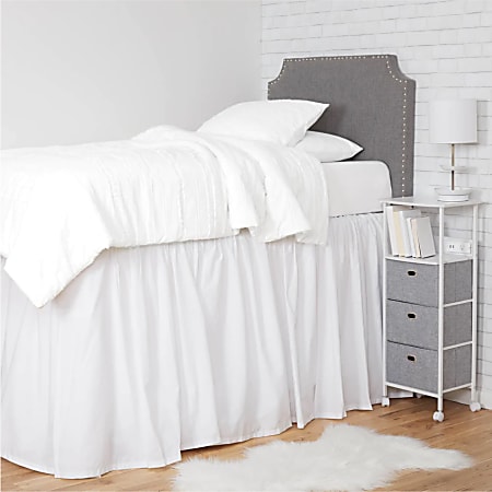 Dormify Jordyn Extended Length Dorm Bed Skirt, Twin/Twin XL, White